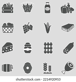 Farm Products Icons. Sticker Design. Vector Illustration.