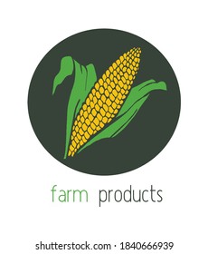 Farm Products Logo Design Vector. Corn Logo Type. Maize. Grange