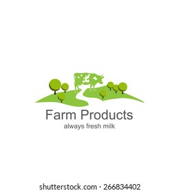 Farm Products. Farm Milk Icon. Dairy Farm Product Logo Labels