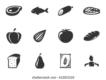 Farm products vector icons for user interface design