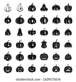 Farm pumpkin icons set. Simple set of farm pumpkin vector icons for web design on white background