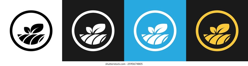 Farm raised plant vector logo for food. Different backgrounds.