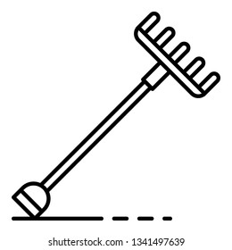 Farm rake icon. Outline farm rake vector icon for web design isolated on white background