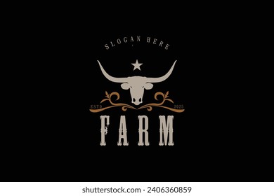 Farm ranch animal agriculture logo design vector