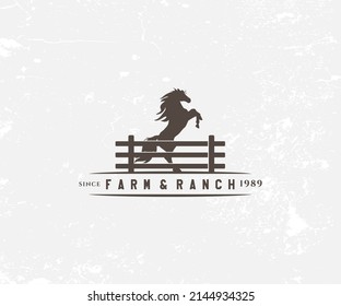 Farm ranch with paddock logo horse logo design graphic vector image