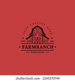 farm ranch warehouse vector illustration vintage retro logo design 2