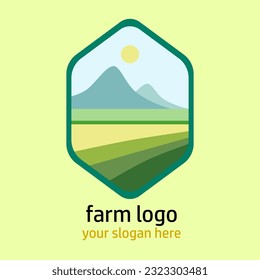 Farm and ricefield logo design vector