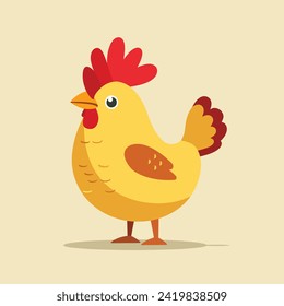 Farm rooster or chicken sketch hand drawn illustration, cartoon flat style