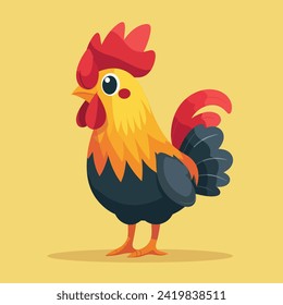 Farm rooster or chicken sketch hand drawn illustration, cartoon flat style