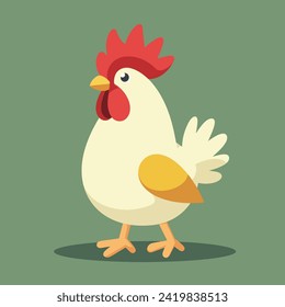 Farm rooster or chicken sketch hand drawn illustration, cartoon flat style