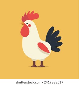 Farm rooster or chicken sketch hand drawn illustration, cartoon flat style