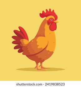 Farm rooster or chicken sketch hand drawn illustration, cartoon flat style