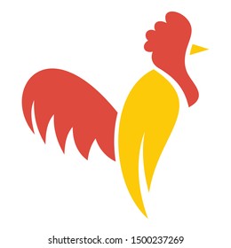 Farm rooster logo. Flat illustration of farm rooster vector logo for web design