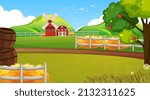 Farm scene with windmill and barn illustration