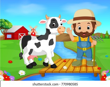 Farm scenes with many animals and farmers