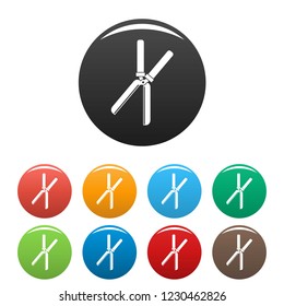 Farm scissors icons set 9 color vector isolated on white for any design