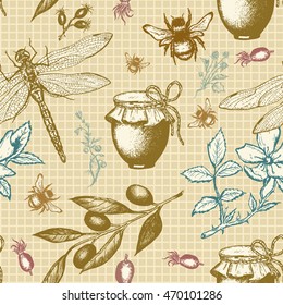 Farm seamless pattern harvest time ink hand drawn vector 