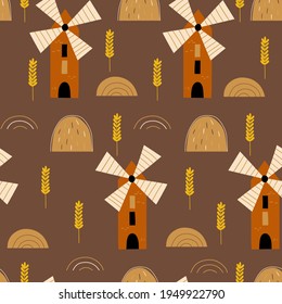 Farm seamless pattern. Use for print, wallpaper, kids clothes, fashion. Vector illustration