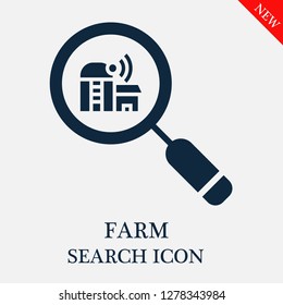 Farm search icon. Editable Farm search icon for web or mobile.