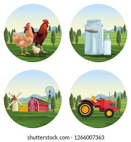 farm set of cartoons