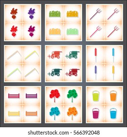 Farm. A set of flat stickers with shadow on old paper. Vector illustration