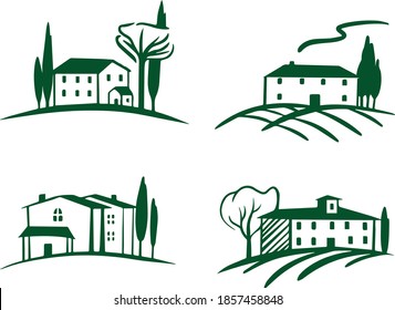 Farm set of icon in vector. Vineyard vector logo design