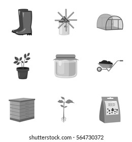Farm set icons in monochrome style. Big collection of farm vector symbol stock illustration