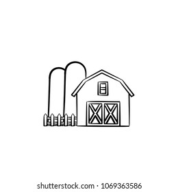 Farm Shed Hand Drawn Outline Doodle Icon. Barn Vector Sketch Illustration For Print, Web, Mobile And Infographics Isolated On White Background.