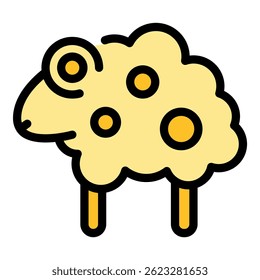 Farm sheep icon. Outline farm sheep vector icon color flat isolated