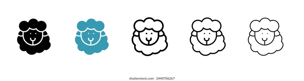 Farm Sheep and Livestock Icons. Rural Animal and Farming Symbols