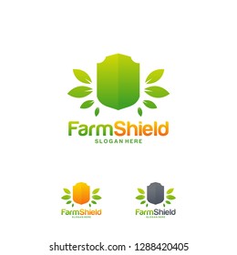 Farm Shield logo designs concept vector, Nature Shield logo template symbol, Ecology Protect logo