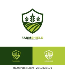 Farm shield logo vector design. Suitable for business, nature, farm, agriculture