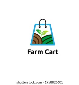 farm shopping cart logo vector concept, icon, element, and template for company