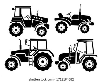 Farm silhouettes tractors with curiously style