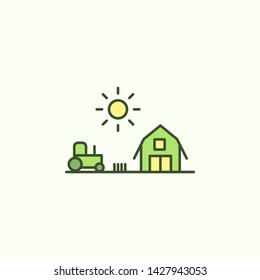 farm with simple color element icon