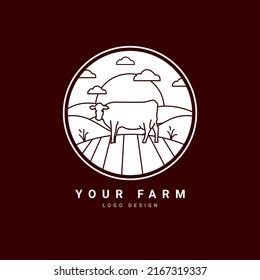 farm simple line art logo design