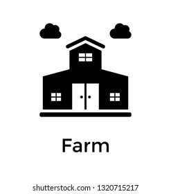 Farm solid vector icon, barn