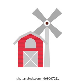 farm stable building with windmill