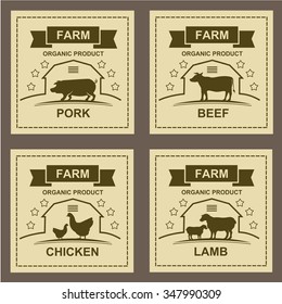 Farm stamps and labels vector