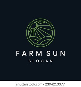 farm sun business logo design vector template.
