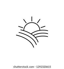 conjunto de servidores, sol, icono de campo. Elemento de icono de producto agrícola para concepto móvil y aplicaciones web. El faro delgado, el sol, el icono de campo se puede utilizar para la web y la móvil