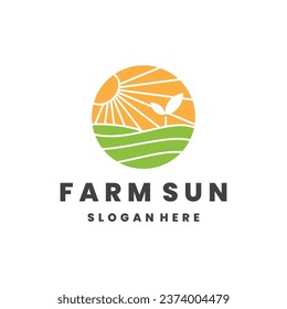 Farm Sun Logo Design Vector Template. Farm Sun Logo Template Design Vector