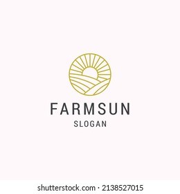Farm sun logo icon design template vector illustration