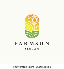 Farm sun logo icon design template vector illustration