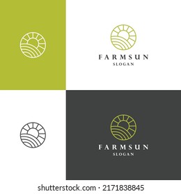 Farm sun logo icon flat design template 