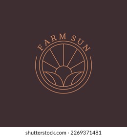Farm Sun logo icon flat design template line art icon .