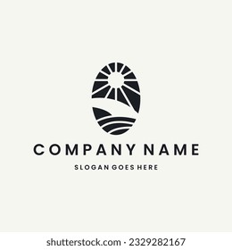 Farm sun Logo vector design template black logo and white background