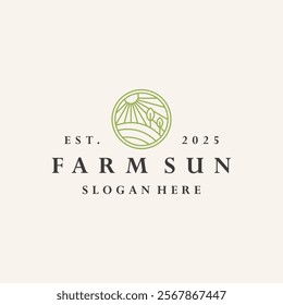 Farm sun logo vector hipster vintage icon illustration