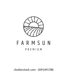 Farm Sun logo vector icon template linear style icon in white backround