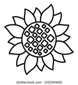 Farm sunflower icon. Outline farm sunflower vector icon for web design isolated on white background